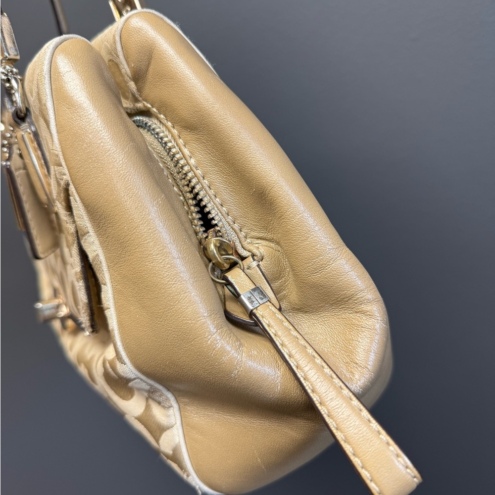 Coach 25638 Madison Madeline White and Gold Canvas Shoulder Bag - Picture 7 of 9